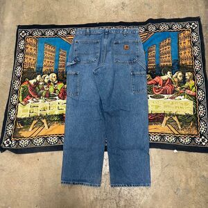 Carhartt Men's Blue carpenter jeans size 36x30 Baggy Skater workwear pants y2k
